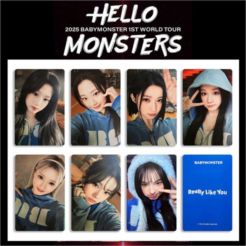 [국내배송]베이비몬스터 콘서트 2025 월드투어 HELLO MONSTERS 포카 18 장, 6장, d DVD/블루레이