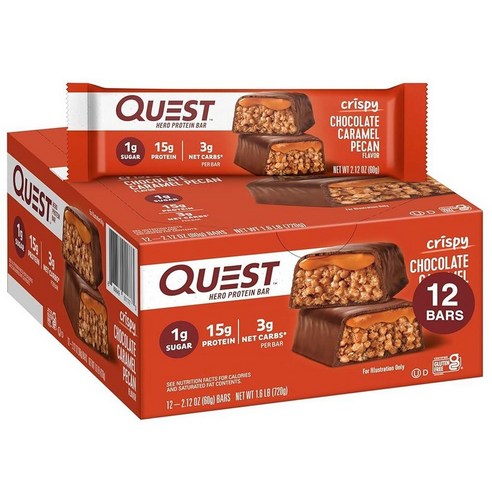 Quest Nutrition 퀘스트 단백질 바 초콜릿 캐러멜 피칸 12개, 1 Count (Pack of 1), S'mores