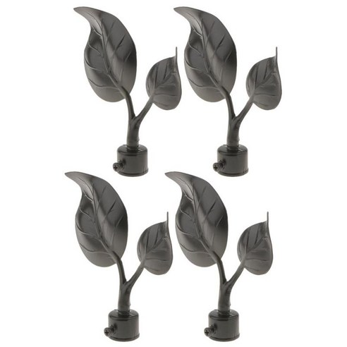 4PCS 금속 커튼 최종 창 기둥/막대 끝은 22mm 직경과 호환됩니다. 막대, 블랙, 합금