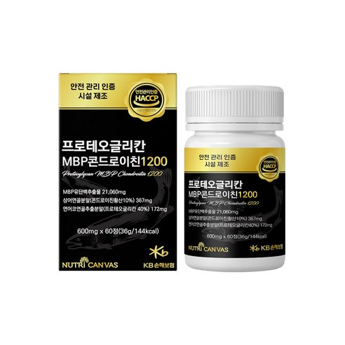 리마커블 프로테오글리칸 MBP 콘드로이친 1200 연어코 소 연골 추출물 식약처 식약청 인증 프로테오클리칸, 60정, 6개