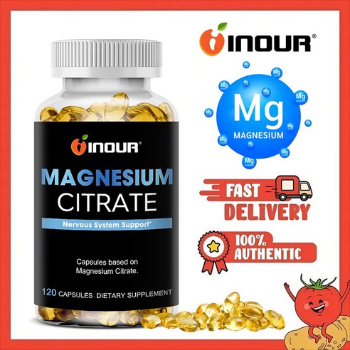 마그네슘 시트르산염 360mg 60/120캡슐 2개월분 흡수율 좋은 구연산 마그네슘 신경 케어 영양제 콜라겐 비타민C 함유, 3개, 60정