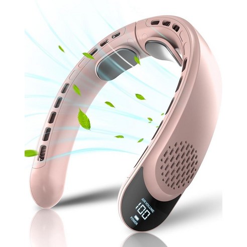 ASNUG Bladeless Neck Fan 4 Turbo Portable 4000 mAh Battery Operated USB Rechargeable Personal 3 Sp, Pink_233814 냉풍기