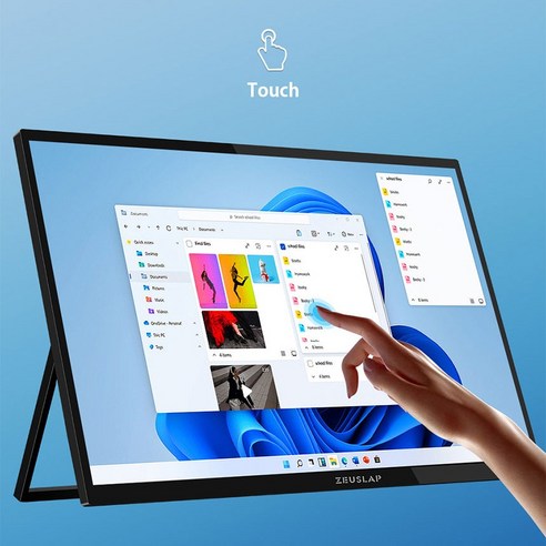 고화질 IPS 패널로 선명한 화질과 터치 기능이 내장된 휴대용 모니터