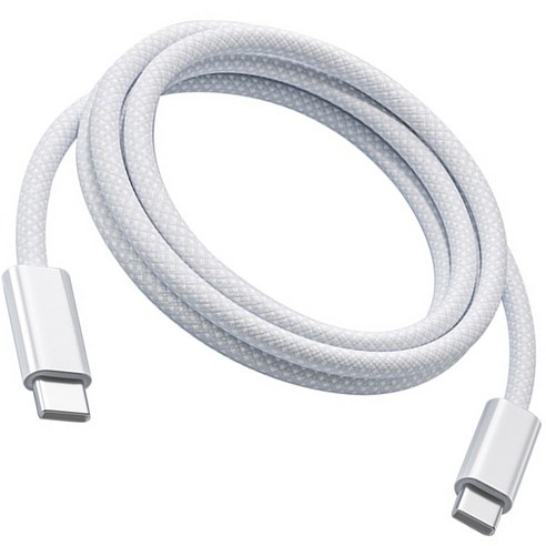 240W PD 초고속 충전 패브릭 C타입 케이블, 1개, 화이트, 3m
