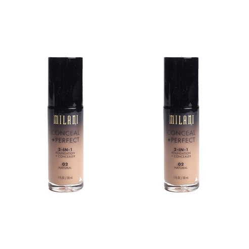 밀라니 컨실 +퍼펙트 2-in-1 파운데이션 + 컨실러 30ml, Natural, 2개
