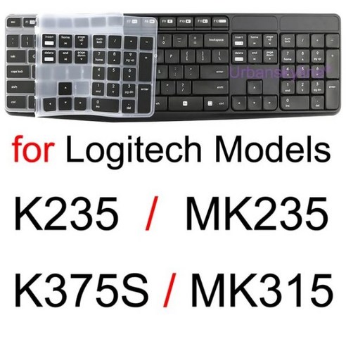 로지텍 무선 2019 키보드 커버 블랙 투명 실리콘 TPU 스킨 케이스 K235 MK235 MK315 K375s, Black