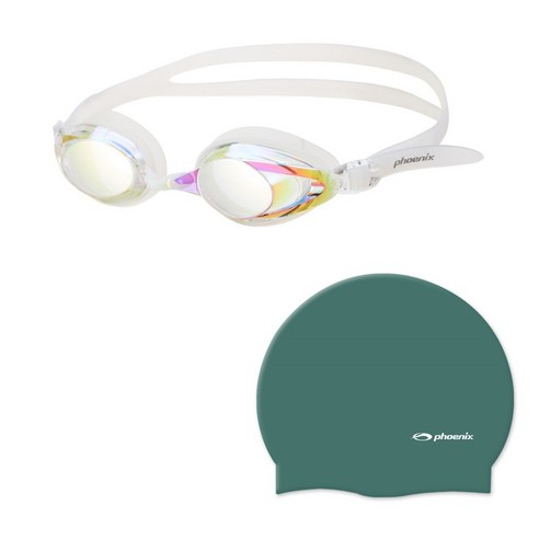 피닉스 미러수경 PN-702M + 실리콘 수모 솔리드형 SET, PN-702M_클리어 + 솔리드형_그린, 1개