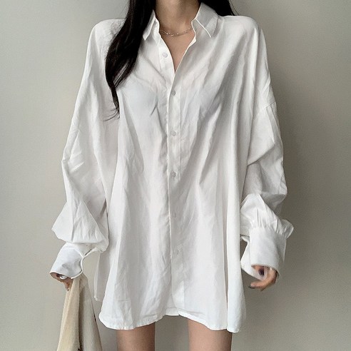 [디데이뉴] [ 남친 셔츠 뺏은 듯한 ] 왕 루즈핏 오버 롱 셔츠 남방 - 블라우스/셔츠 | 쿠팡