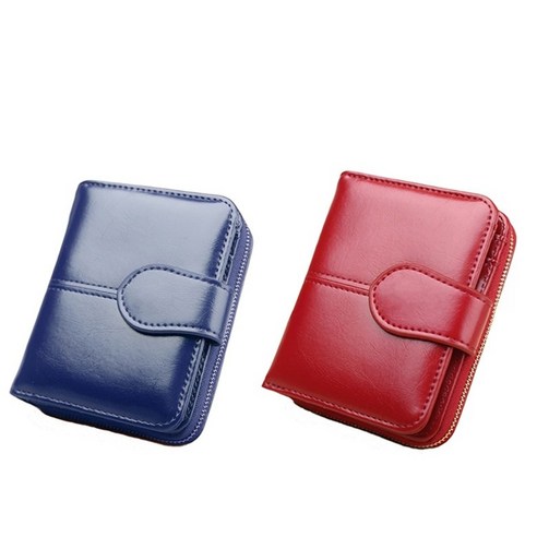 2 PC 우아한 지갑 여성 패션 지갑 여성 지갑 가죽 다기능 지갑 작은 돈 가방 주머니 빨강 & 파랑