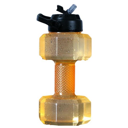 친환경 대용량 PET 아령 모양의 물병 바 케틀 바디 트레이닝 보틀 (BPA Free), 2200ML 옐로우, 30x15cm, 애완 동물