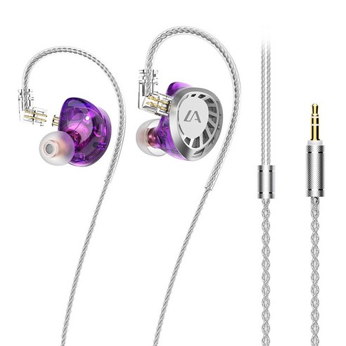 Lafitear LF4 다이나믹 & 밸런스드 아머처 하이브리드 HIFI 유선 이어폰 3.5mm, 퍼플