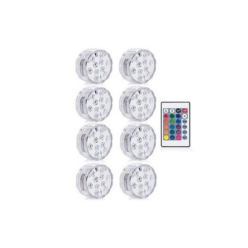 10LED RGB 잠수정 수중 LED 야간 조명 수영장 야외 꽃병 물고기 탱크 연못 디스코 웨딩 파티용, 1 컨트롤러 2 램프