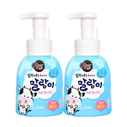 샤워메이트 말랑이 버블 핸드워시 화이트 우유향, 300ml, 2개