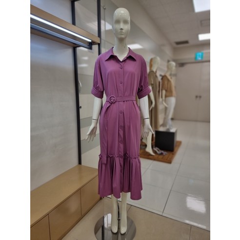 [올리브데 올리브] 밑단 프릴 카라넥 벨티드 원피스 YW3M-O351 (2color)(1928834)