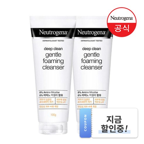 뉴트로지나 딥클린 약산성 젠틀 포밍 클렌저, 100g, 2개