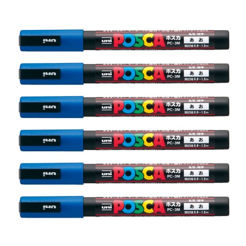 유니 포스카 PC 3M 6개입 1다스, 블루, 1개, 1색