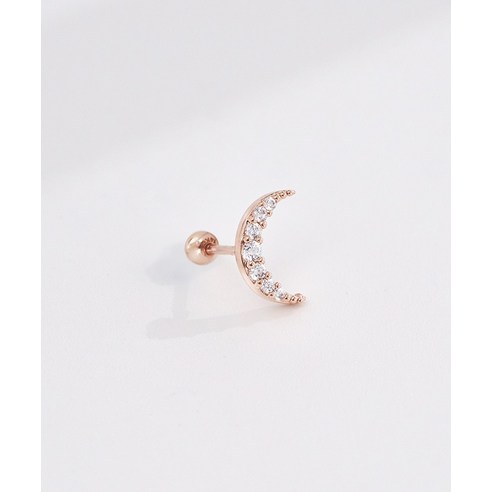 달의 변화하는 아름다움을 담은 [돋보이다] 14K 골드핀 뉴 문 큐빅 피어싱