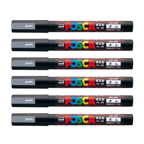 유니 포스카 PC 3M 6개입 1다스, 실버, 1개, 1색