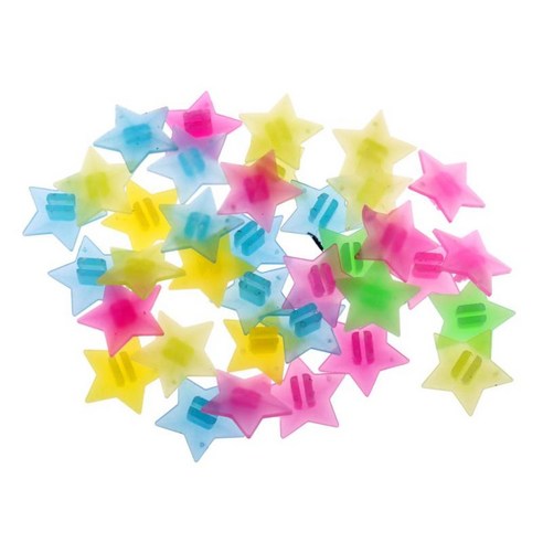 스포크 클립 다채로운 스타 스포크 장식, 다색, 21x21mm, 플라스틱