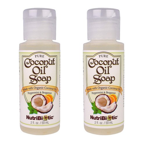 뉴트리바이오틱 퓨어 코코넛 오일 솝 페퍼민트 & 베르가모트 향, 59ml, 2개