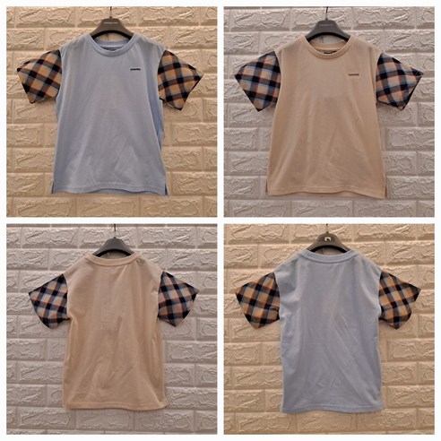 [레노마키즈] 23년 여름 파격 세일!! ** 빠른 배송 ** 소매체크 포인트 중저가로 초등 남아취향 !! 남아 체크 소매 티셔츠 R2321T124