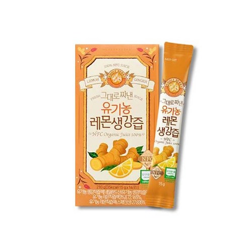 홀베리 유기농 레몬생강즙 NFC 착즙액 레몬생강원액, 15g, 28개