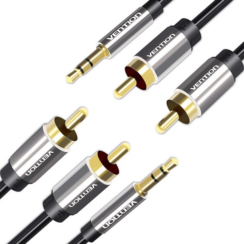 벤션 무산소 3.5mm 스테레오 to 2 RCA 오디오 케이블 1m x 2p