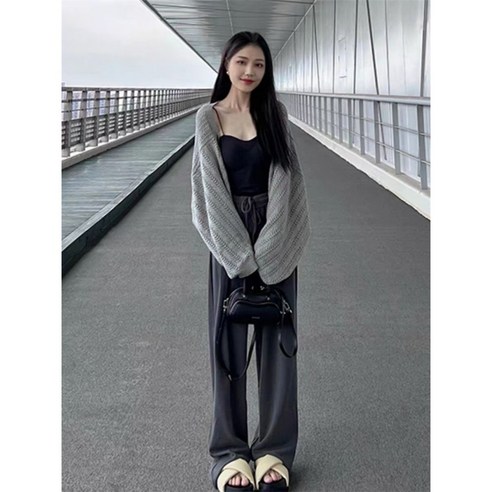 여름가디건 여성가디건 봄 니트 여름긴팔 롱 얇은 아우터 세트 로브 반팔