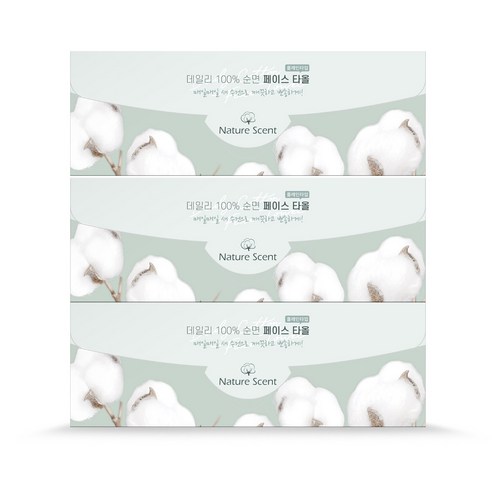 NatureScent 네이처센트 수건대용 일회용 순면 100% 페이스타올 플레인타입 60매, 페이스타올 플레인타입 3팩 (180매), 3개