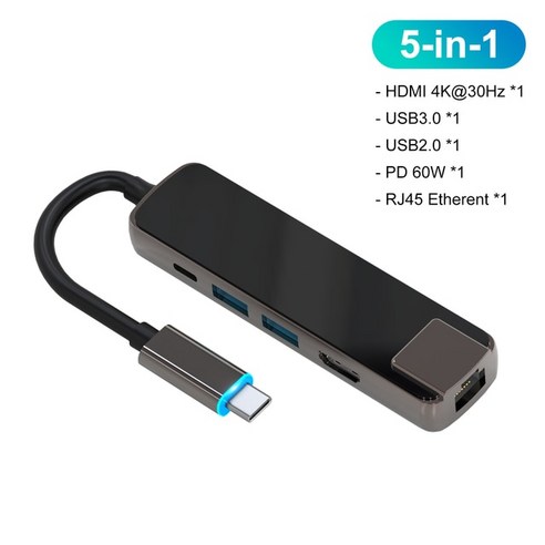 usb 멀티포트 호환 6 in 1 허브 3 0 분배기 lenovo pro 노트북 도킹, rj45가 있는 5 in 1