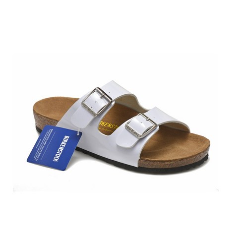 버켄스탁 Birkenstock 남녀공용 아리조나 스타일 샌들 여성 캐주얼 신발 두 개의 버클 여름 해변 가죽 쪼리 우드 밑창 슬라이드