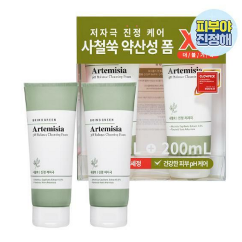 꼬북좌PiCK브링그린 사철쑥약산성클렌징폼200mL더블, 200ml, 1개 비플레인녹두약산성클렌징폼 Best Top5