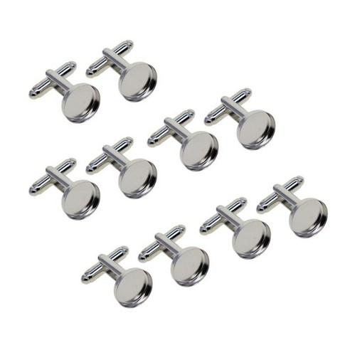 10PC 12mm 황동 프렌치 스타일 블랭크 커프링크베이스 커프 버튼 카보촌 설정 트레이 패드