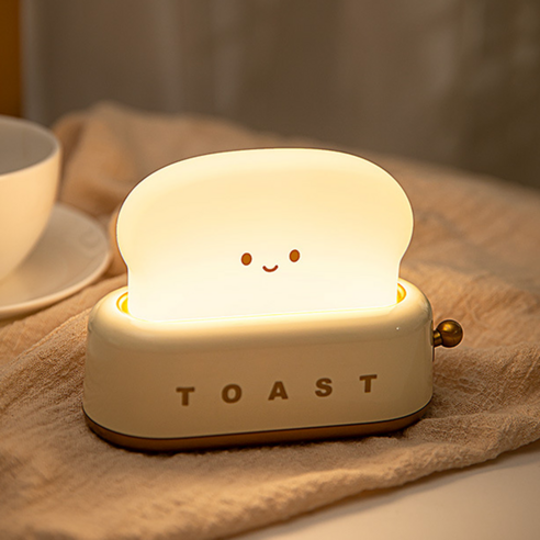 레나에너지 LED 귀여운 식빵 토스트 실리콘 무드등, 버터 토스트