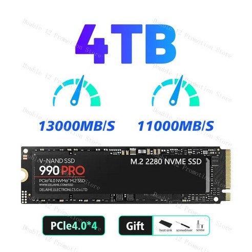 100% 오리지널 휴대용 990pro NVME M2 SSD 1TB 2TB 4TB 2280 HDD M2 NGFF M.2 Sata Disco Duro 노트북 데스크탑 m, 없음, 3.4TB