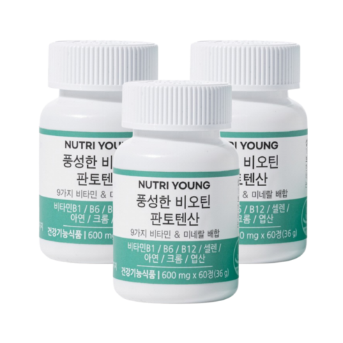 뉴트리영 풍성한 비오틴 판토텐산, 60정, 36g, 3개