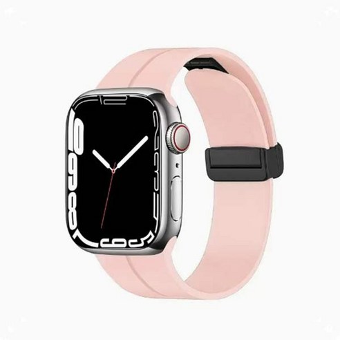 [용꼬리용용] 애플워치 라인 심플 실리콘 스트랩, 베이비핑크, 42/44/45/49mm