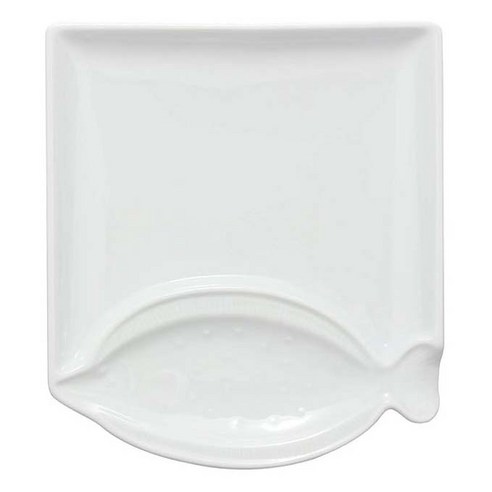 브랜드없음 넙치 물고기 도자기접시 380g, 1개, 화이트