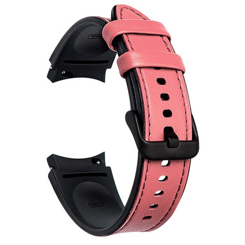 실리콘 + 가죽 스트랩 삼성 갤럭시 시계 4 밴드, Pink, Galaxy Watch4 44mm