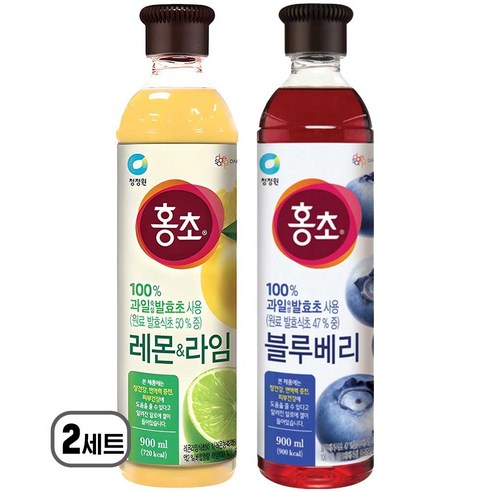 청정원 홍초 레몬라임 + 블루베리, 2세트, 1.8L