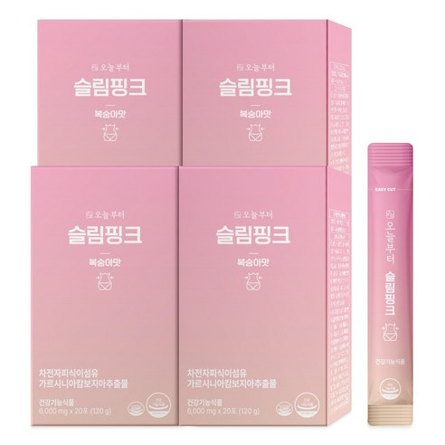 오늘부터 슬림핑크 복숭아맛 다이어트보조제 가르시니아 차전자피 분말 (80포), 120g, 4개