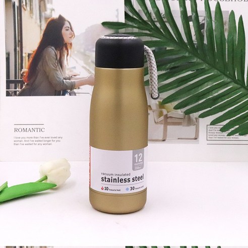 KORELAN신형 콜라 병 컵 야외 진공 운동 보온 직신 컵 304 스테인리스강 기사 컵, 샌드 골드, 420ml