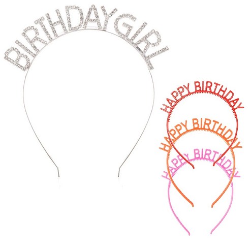 올리브파티 BirthdayGirl 생일파티용품 큐빅 생일머리띠+컬러머리띠3P세트, 실버