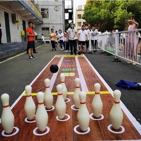 야외 볼링 세트 회사 야유회 게임 성인용 실내 축제, 볼링트랙천 8x1.4m (색상 랜덤), 1개