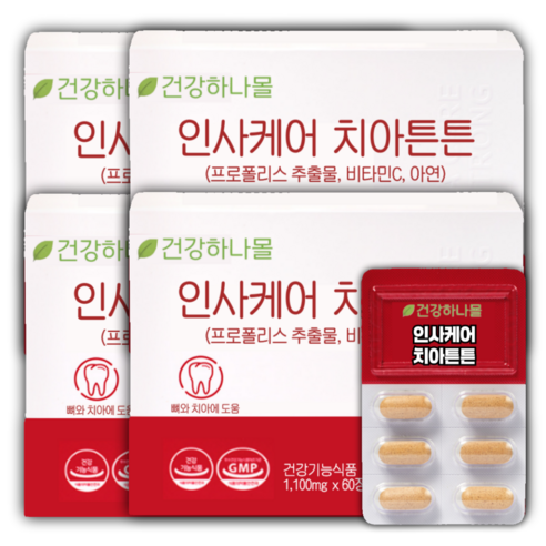 건강한 치아 뼈 관리에는 인사치아튼튼, 4개, 60정