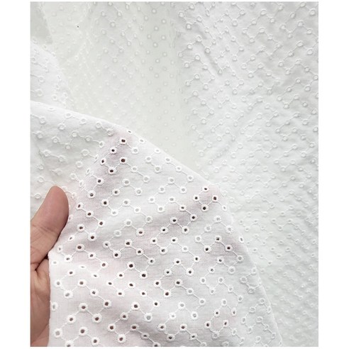 헤인천 대폭 60수 아사면 도트 2 펀칭레이스원단 color 2종, 백아이보리색, 1개