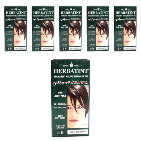 허버틴트 퍼머넌트 허벌 염색약 135ml, Light Chestnut, 6개