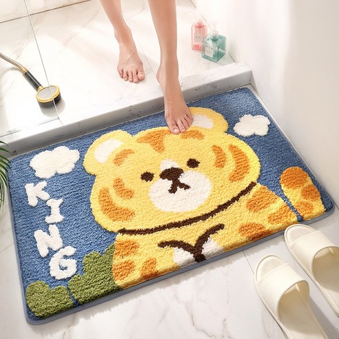 바닥 매트 가정용 흡수성 화장실 카펫 욕실 미끄럼 방지 매트 화장실 매트 문 매트 호랑이 년 발 매트, 셀레 벨라 도끼, 40×60cm