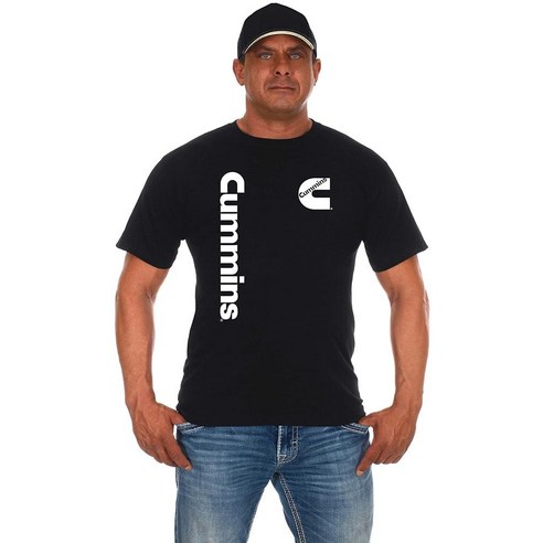 JH DESIGN GROUP 남성용 Cummins 티셔츠 디젤 로고 크루넥 셔츠 2가지 색상 블랙.