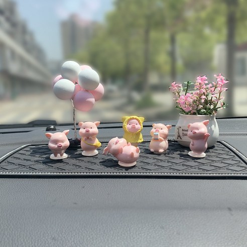 차내 액세서리 장식품, 1 건, 6마리 돼지 백분구 분초 대격중 다이아몬드 패드